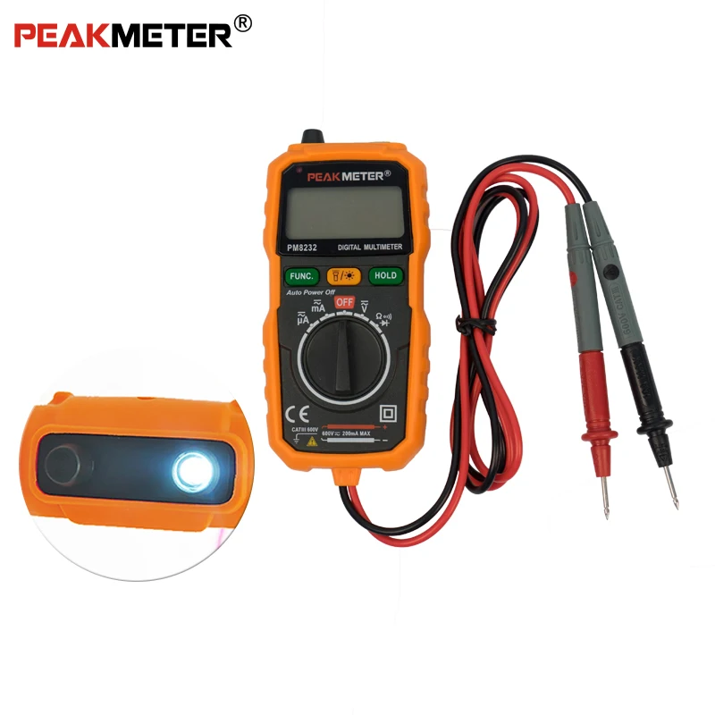PEAKMETER PM8232 Бесконтактный Мини цифровой мультиметр DC AC тестер напряжения Амперметр