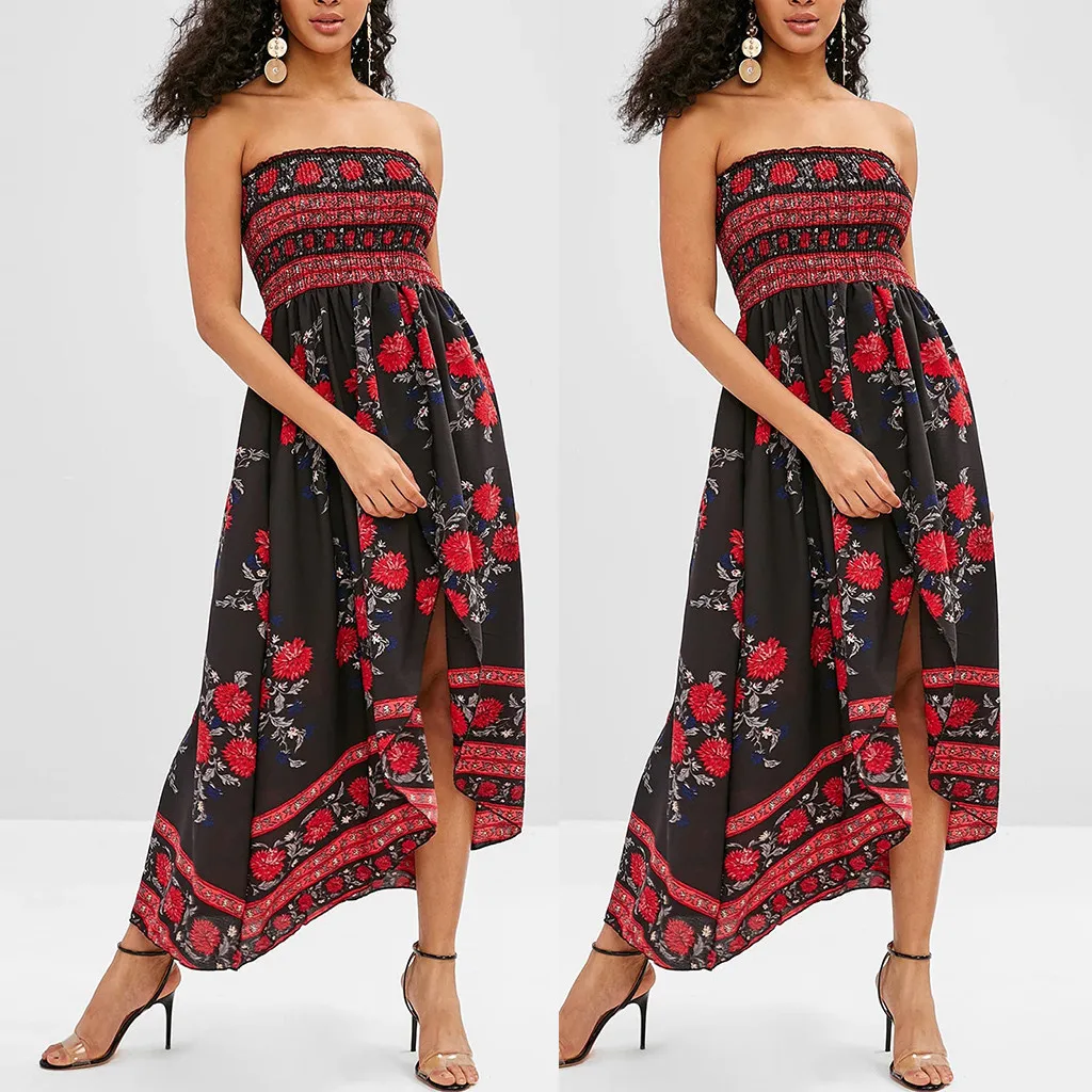 Женские платья с открытыми плечами в стиле бохо длинное вечернее пляжное платье
