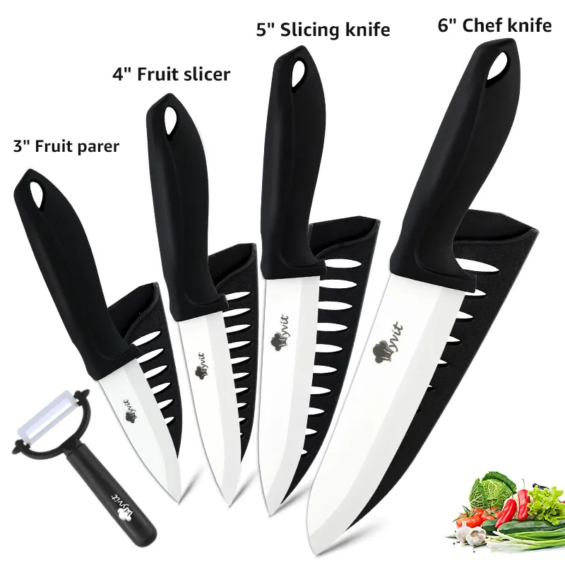 black 3456 inch Myvit керамический нож 3 4 5 6 дюймов, кухонный нож, нож для нарезки фруктов, овощей, циркония, белое лезвие, поварские ножи - Цвет: black 3456 inch