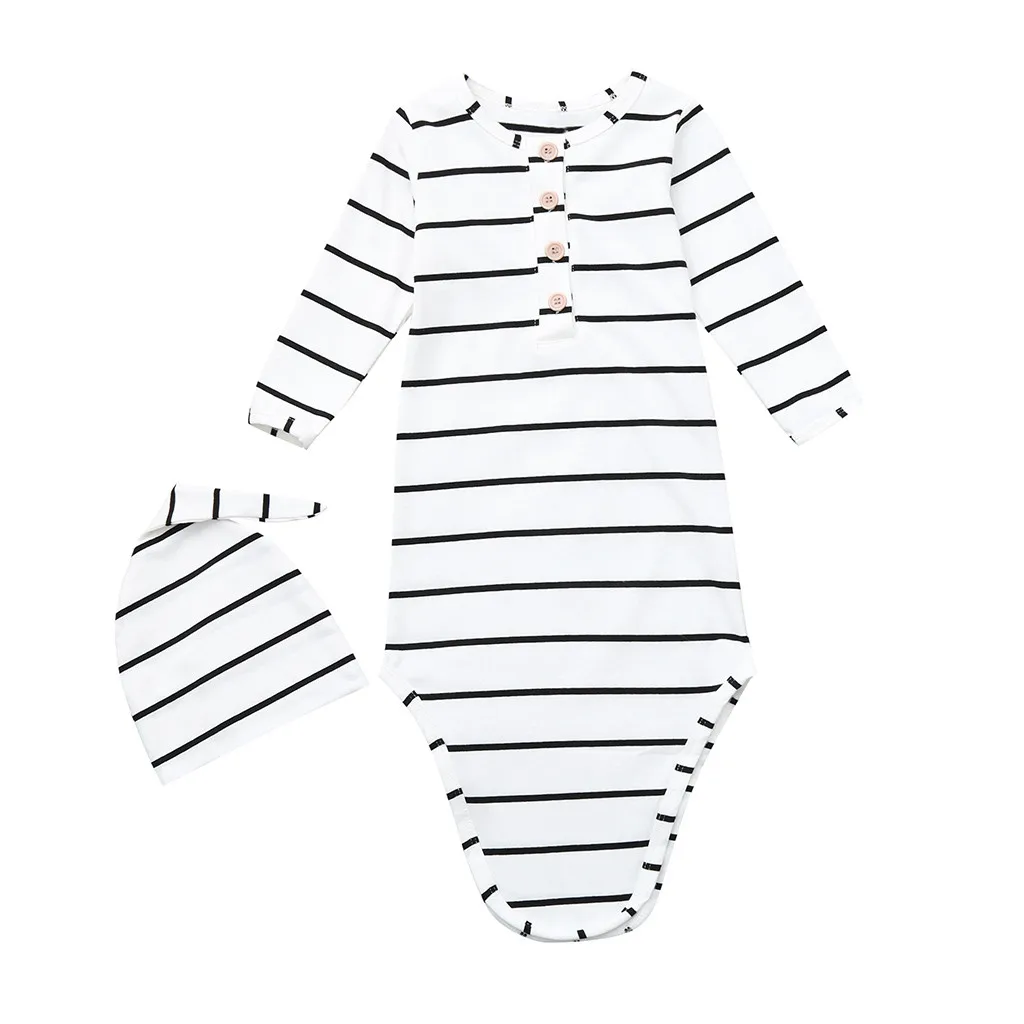 Newborn Baby Boy Girl Stripe Crib Sleeping Bag Wrap Swaddle Hat Clothes Set | Детская одежда и обувь