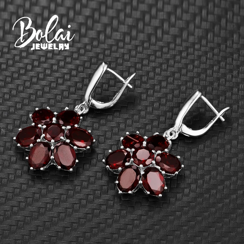 Bolaijewelry, гранат, ювелирный набор, натуральный gemstonet, 925 пробы, серебряный, цветочный дизайн, хорошее ювелирное изделие для женщин, подарки на годовщину