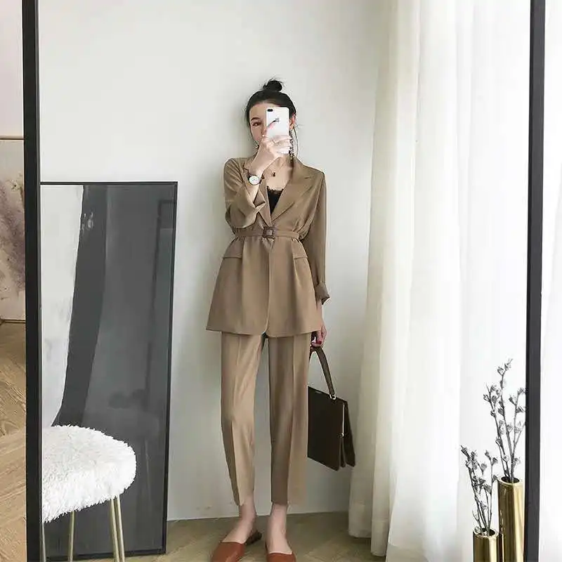 New Summer Thin Section Black Small Suit Female Fashion Korean Temperament Jacket Pants Two-piece | Женская одежда