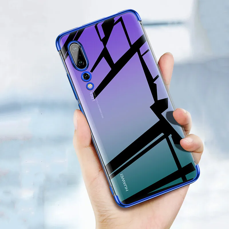 Прозрачный чехол с гальваническим покрытием для Huawei P Smart 2019 P30 P20 lite pro Nova 4 3 3i Honor 8X