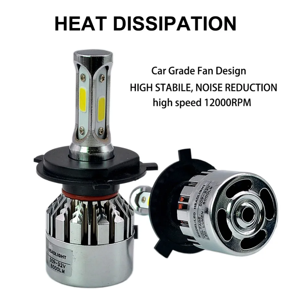 2 шт. H7 LED H4 H1 H3 H11 H8 H9 H13 881 9005 9006 9007 автомобильные лампы для фар машины 72 Вт 8000LM