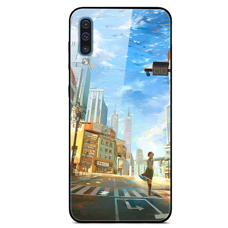 Чехол из закаленного стекла для Coque samsung A70, мягкий чехол-бампер, 3D Рисунок кошки, Funda для samsung Galaxy A70 A 70, чехол для телефона