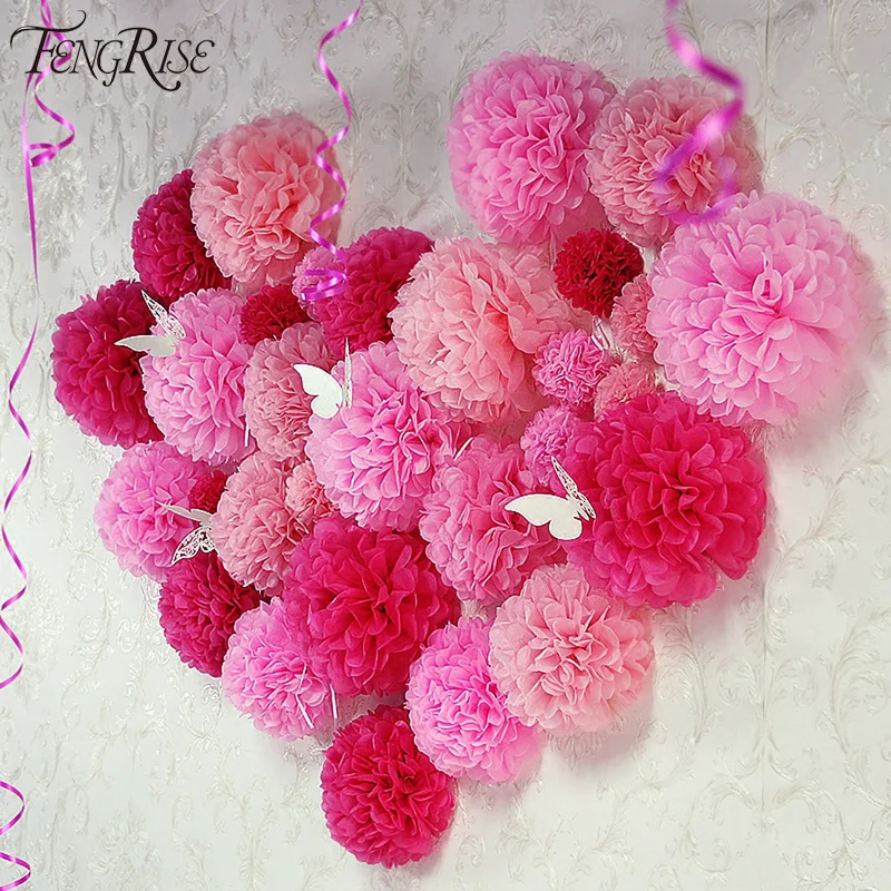 FENGRISE Свадебные украшения 5 шт. Pom Poms кусок папиросной бумаги длиной 25 см