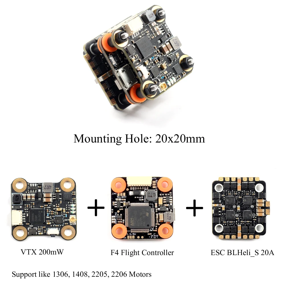 Летная мини башня Talon Skystars F4 управление полетом 20 А BLHELI S 4 в 1 ESC + 40 каналов 200 МВт VTX