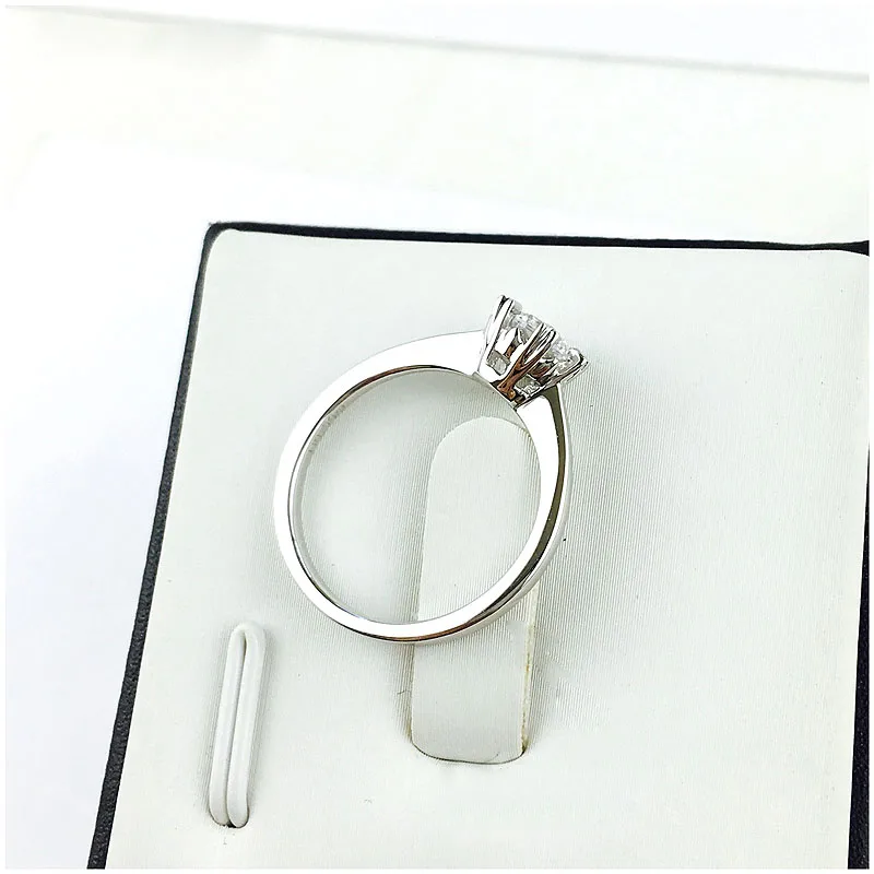 Real Sterling Silver 925 0.5ct 5mm 6 Prong Moissanite Solarite Ring Engagement Wedding Rind Lab Diamond For Women | Украшения и