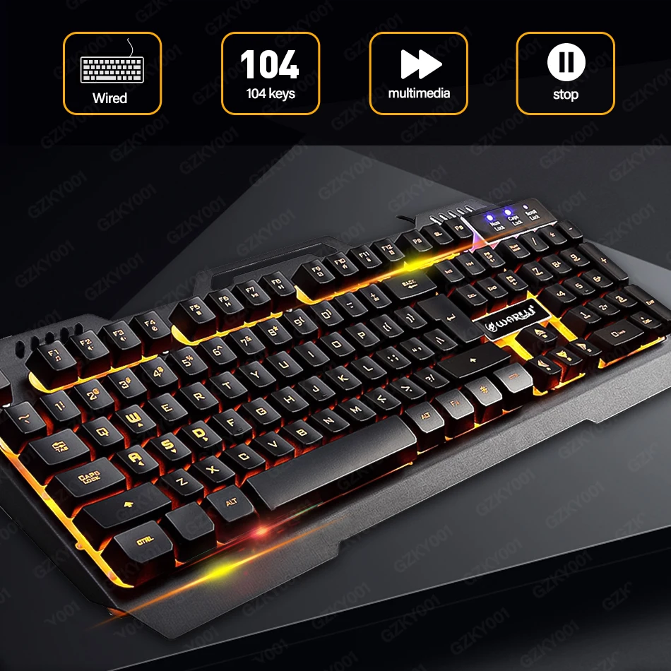 Проводная игровая клавиатура usb подсветка геймерская 104 клавиш для ПК ноутбука