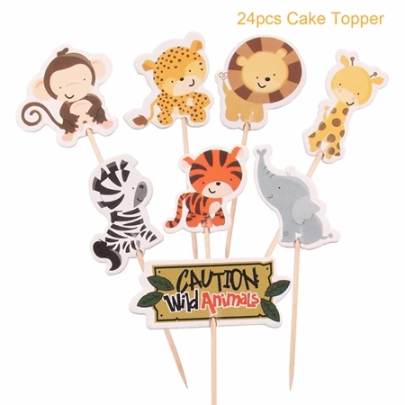 Animal Cake topper HUIRAN латексные воздушные шары на день рождения, животные, балоны, сафари, животные, балоны, декор в джунглях, вечерние украшения для вечеринки в стиле сафари, принадлежности - Цвет: Animal Cake topper