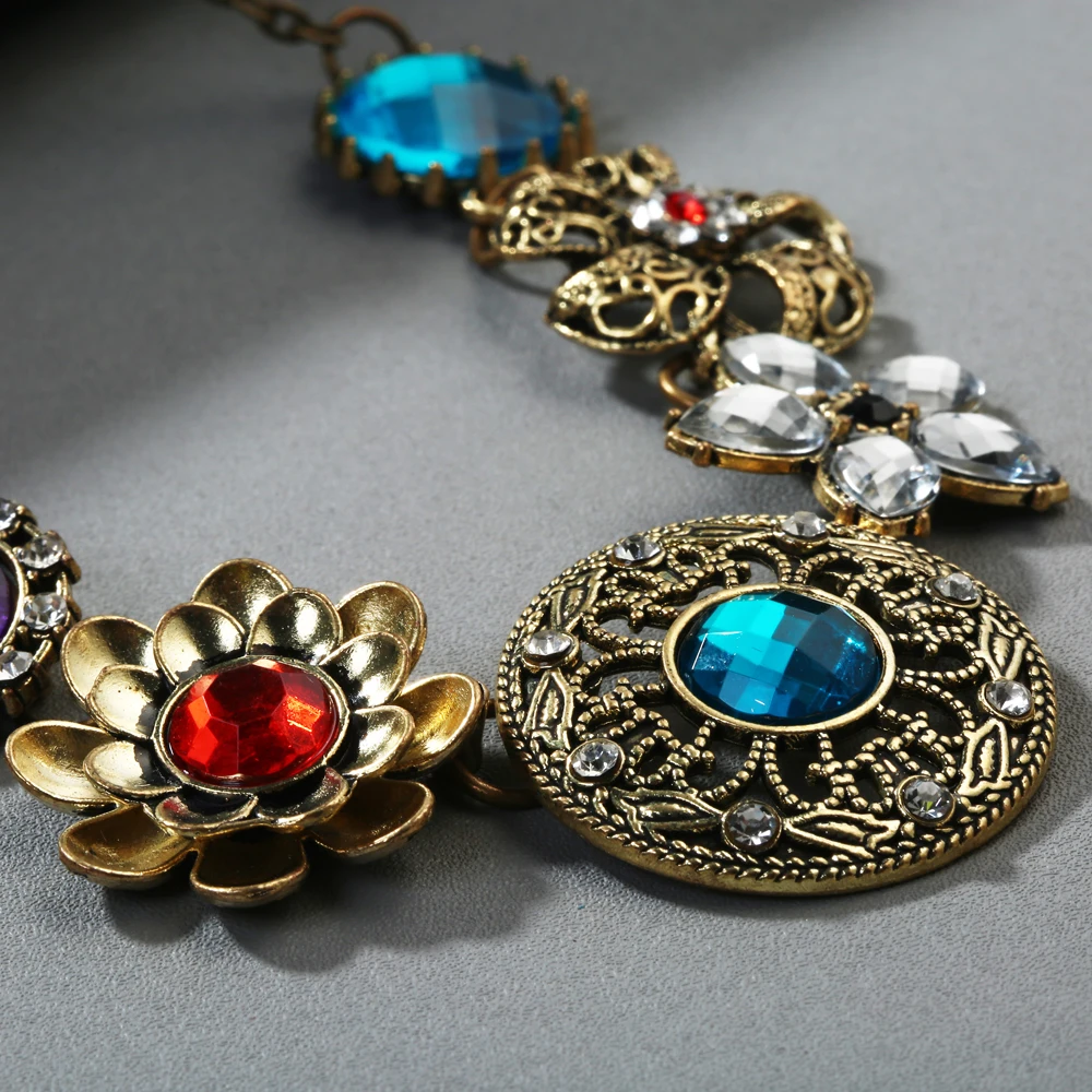 Женское длинное ожерелье Collier винтажные хрустальные цветы колье и подвески 2020 |