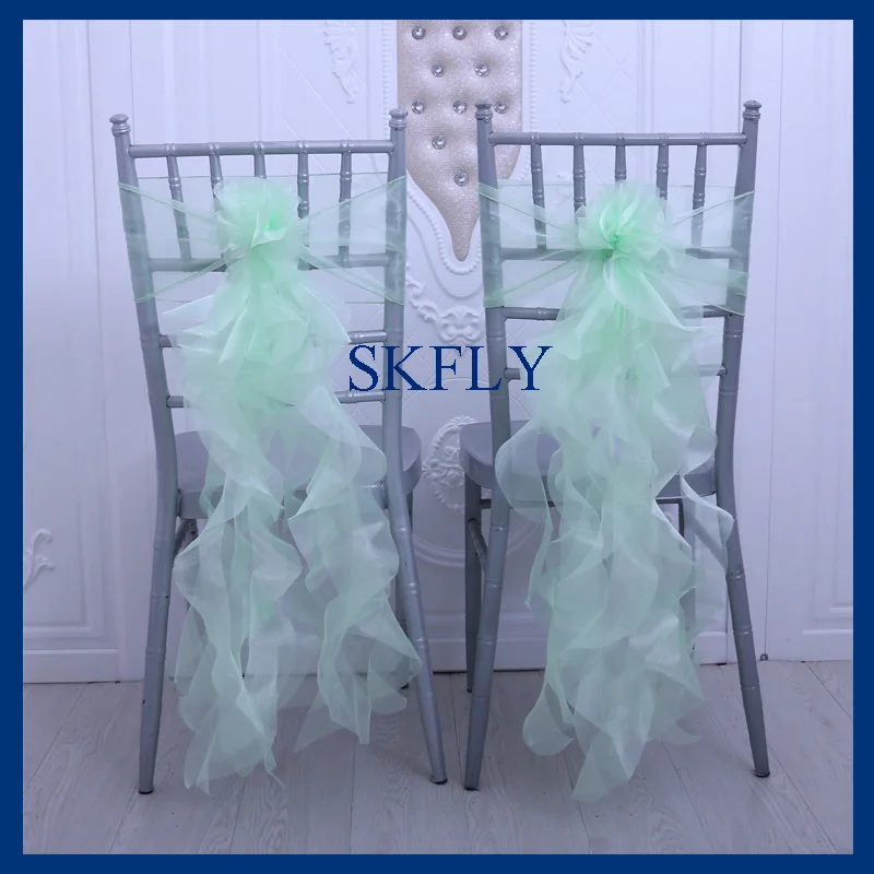 light green SH098D SKFLY дешево удивительный фиолетовый красный темно-синий, золотой белый слоновой кости розовый курчавая ива органза стул пояса - Цвет: light green
