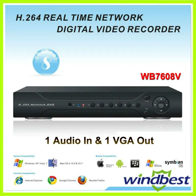 8-канальный D1 H.264 видеонаблюдения DVR комплект день ночного видения всепогодный