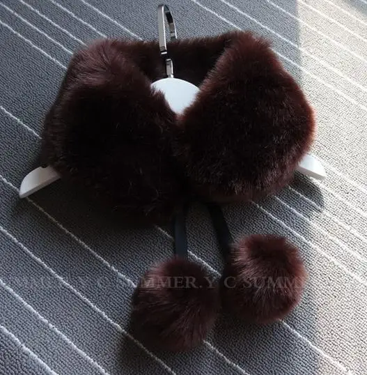 coffee brown 9 цветов 56 см* 12 см воротник из искусственного меха однотонный зимний шарф Женская Ручная работа кролик меховой шарф женские зимние меховые обертывания кольца шарфы - Цвет: coffee brown