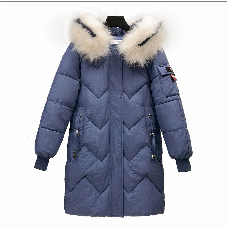 Женское пальто негабаритных Harajuku Parkas длинные пуховые теплые куртки с хлопковой подкладкой зимняя одежда длинный рукав с карманом пушистые парки