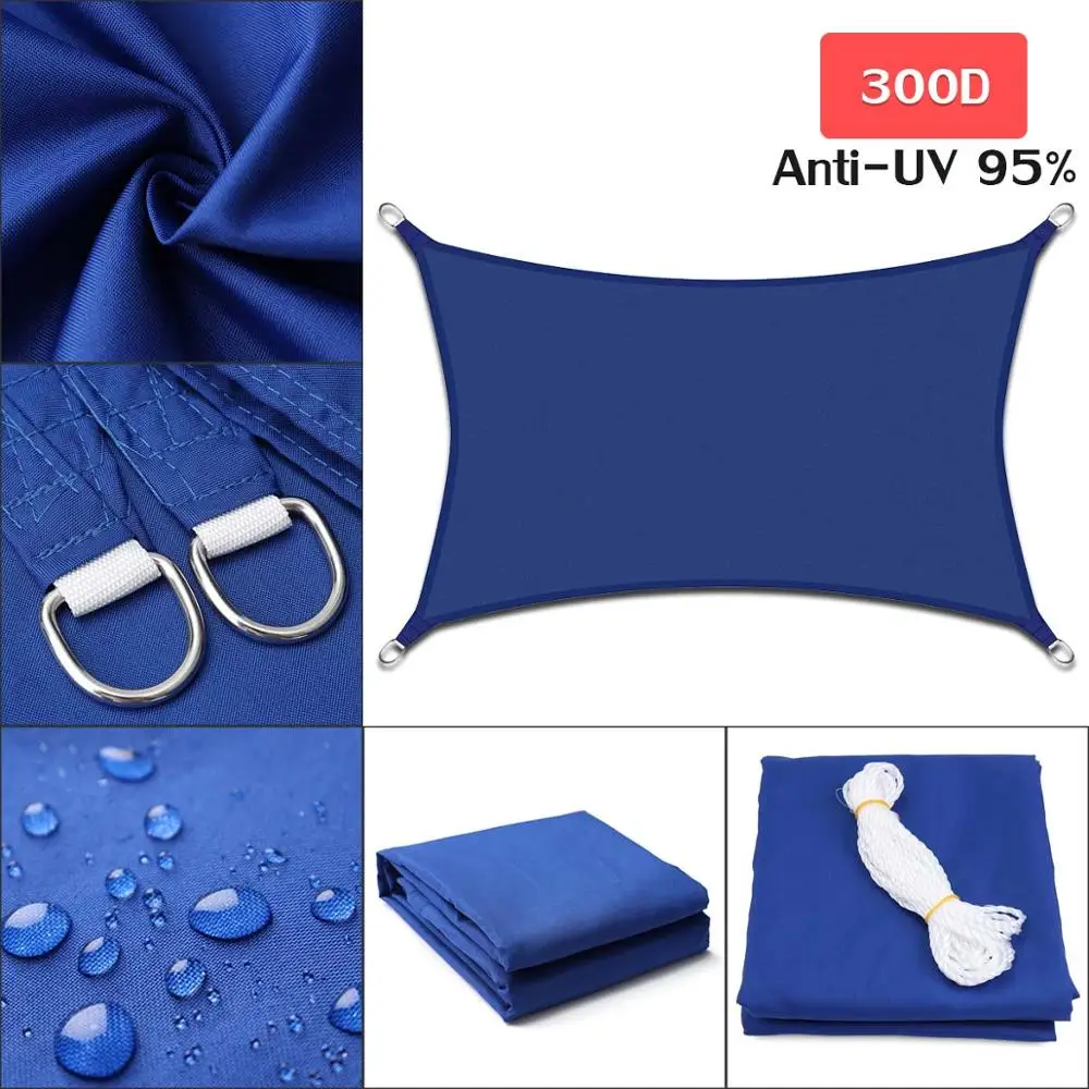 Blue 3x2.5m 300D 4x2 м/3x2 м водонепроницаемый полиэстер прямоугольный навес солнце затенение сетка солнцезащитный навес парус открытый солнцезащитный навес черный серый цвет - Цвет: Blue 3x2.5m