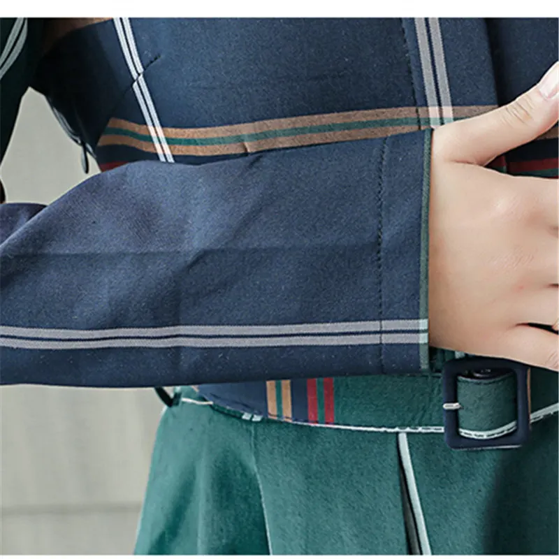 Женское клетчатое платье с длинными рукавами Элегантное Длинное Платье отложным