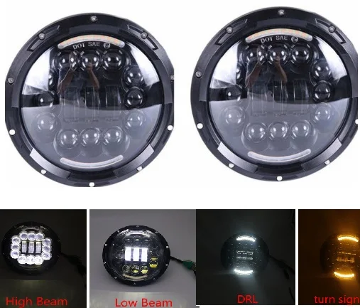 Black 2xFor Lada автомобильный светильник 7 дюймов H4 светодиодный светильник s с DRL Halo передний головной светильник Niva для Jeep 4x4 suzuki samurai amber сигнал поворота - Цвет: Black