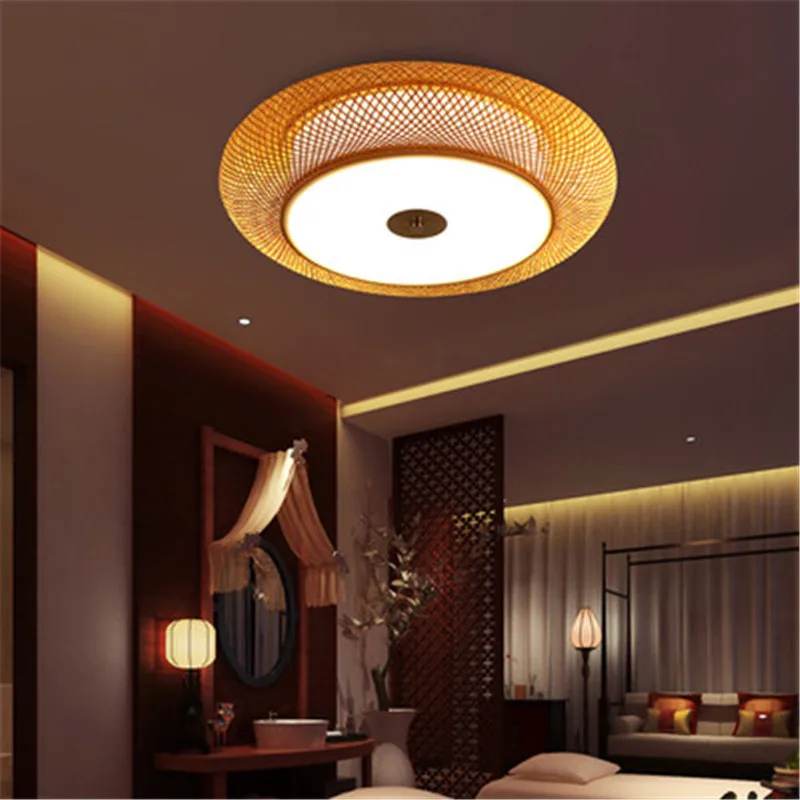 

Chinese Retro Dining Room Bedroom Living Room Tea Room Hotel Bamboo Woven Chandelier Preferred Bamboo Single Head Chandelier