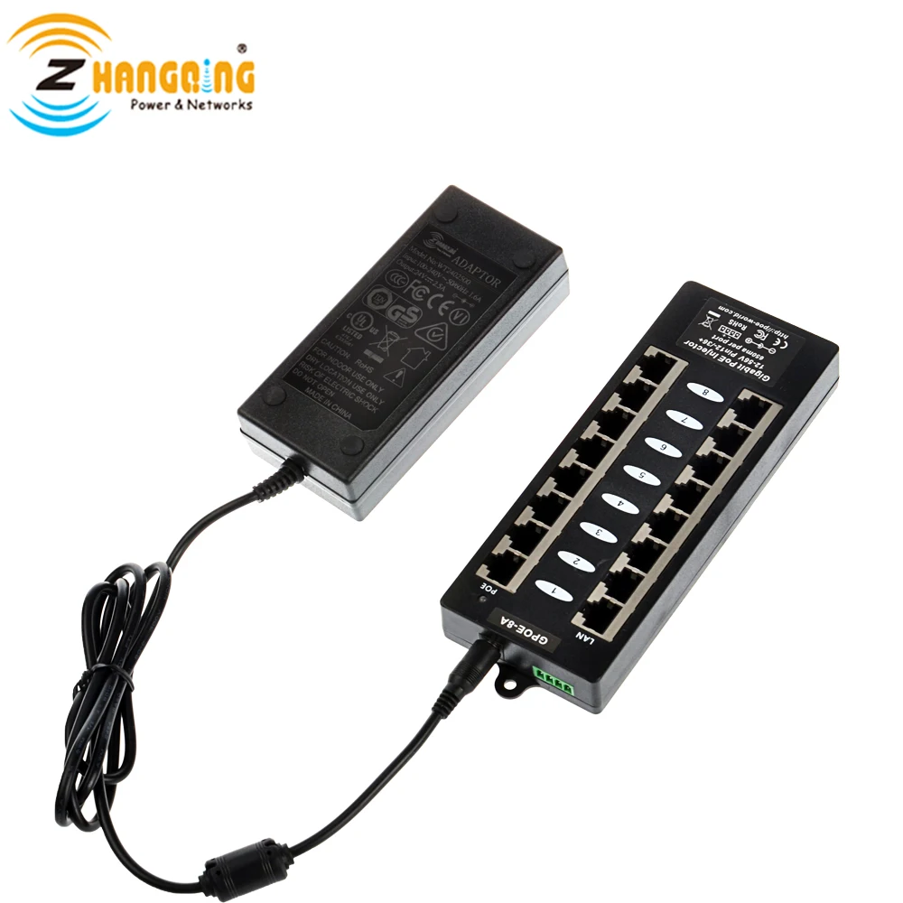ZQPOEGA008 пассивный гигабитный инжектор безопасности PoE 1000 Мбит/с 802. 3af/at режим A с 48 в