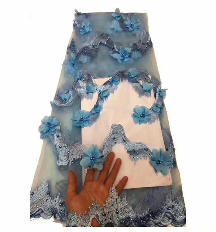 Зеленый баклажан французский тюль кружевная ткань с бусинами нигерийские 3D