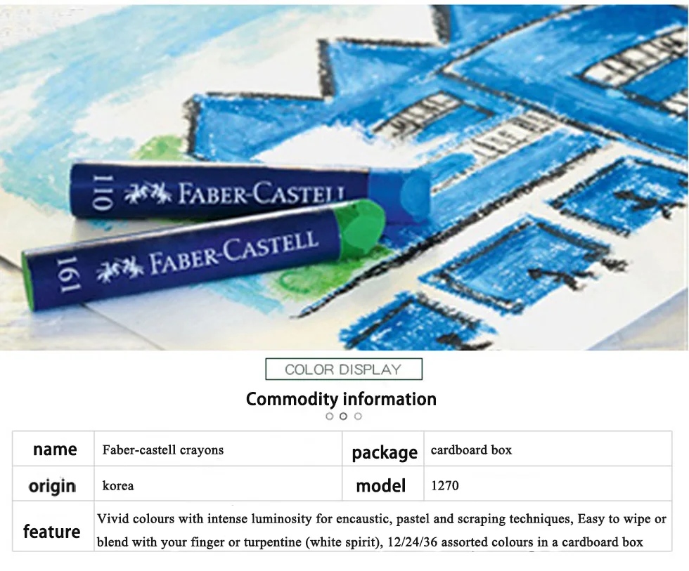 Faber Castell масляная пастель набор цветных мелков 12/24/36 Цвет, Blue Box нетоксичный Studio мягкий карандаш для Краски ing ХУДОЖНИК КАРАНДАШ Краски