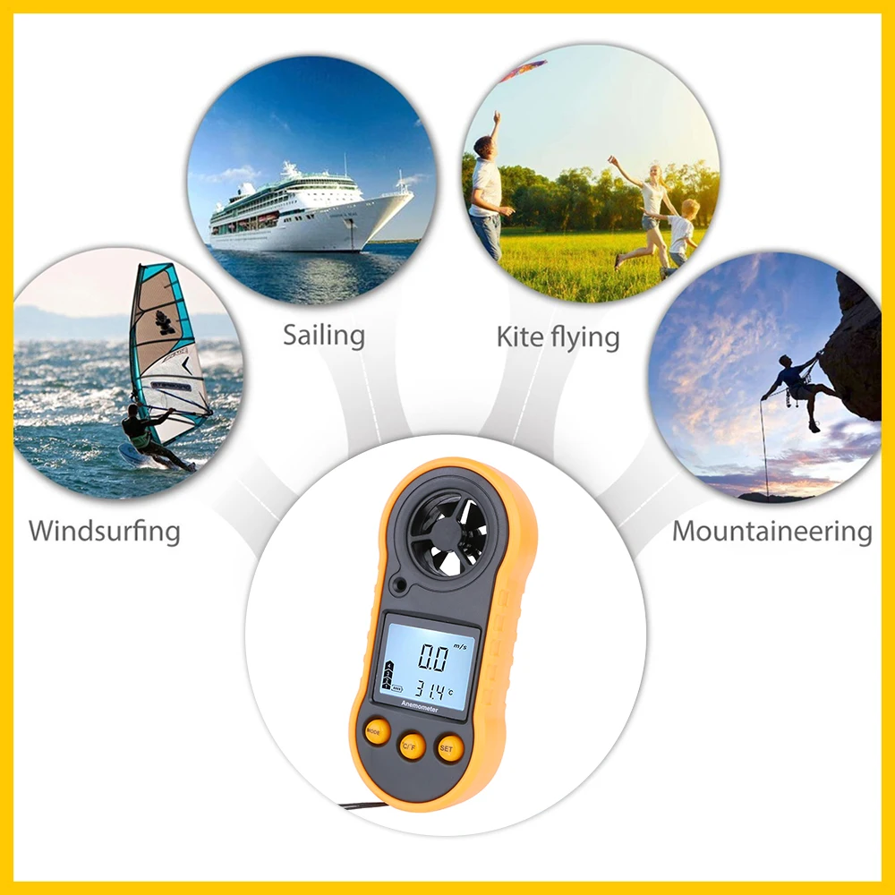 RZ переносной Анемометр Anemometro измеритель скорости ветра ЖК-цифровой Ручной измерительный инструмент RZ818/GM816