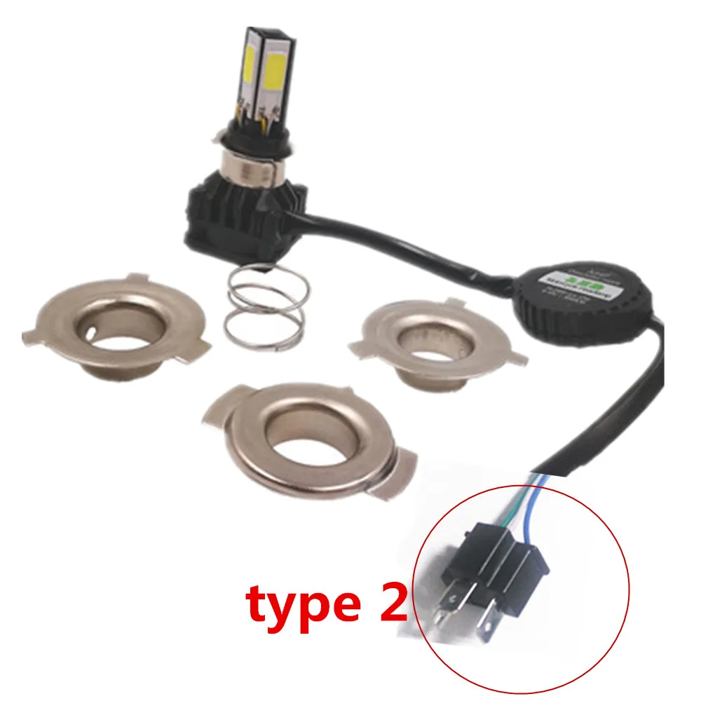 type 2- H4 Socket 20 шт. мотоциклетные 4-сторонними 3000LM 24W светодиодный передние фары M5 мини-разъем H4 Hi/короче спереди и длиннее сзади) лампа PH8 H6 BA20D 6000K мотоцикл противотуманные фары - Цвет: type 2- H4 Socket