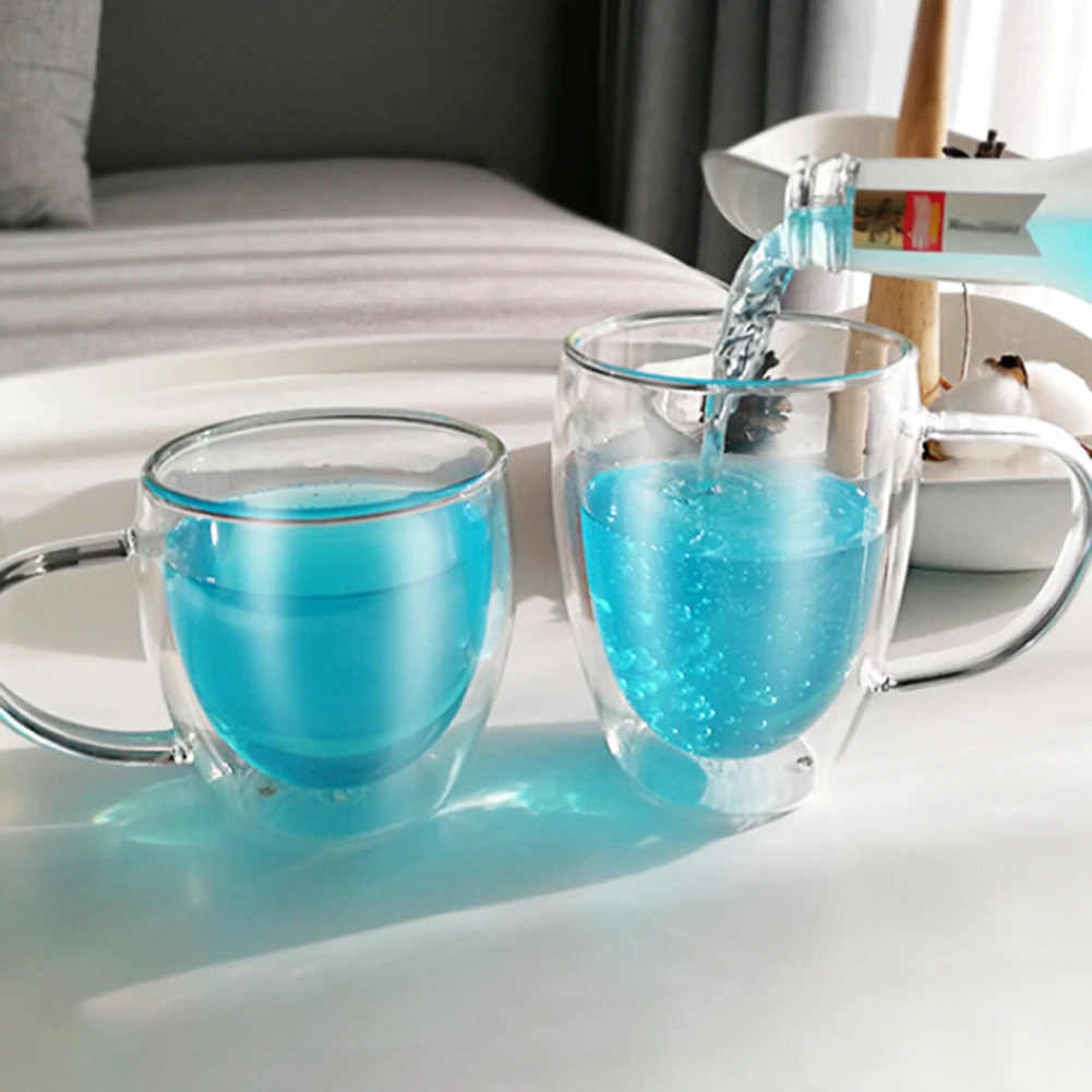 Двухслойная термостойкая прозрачная стеклянная чашка для офиса кофе чая виски