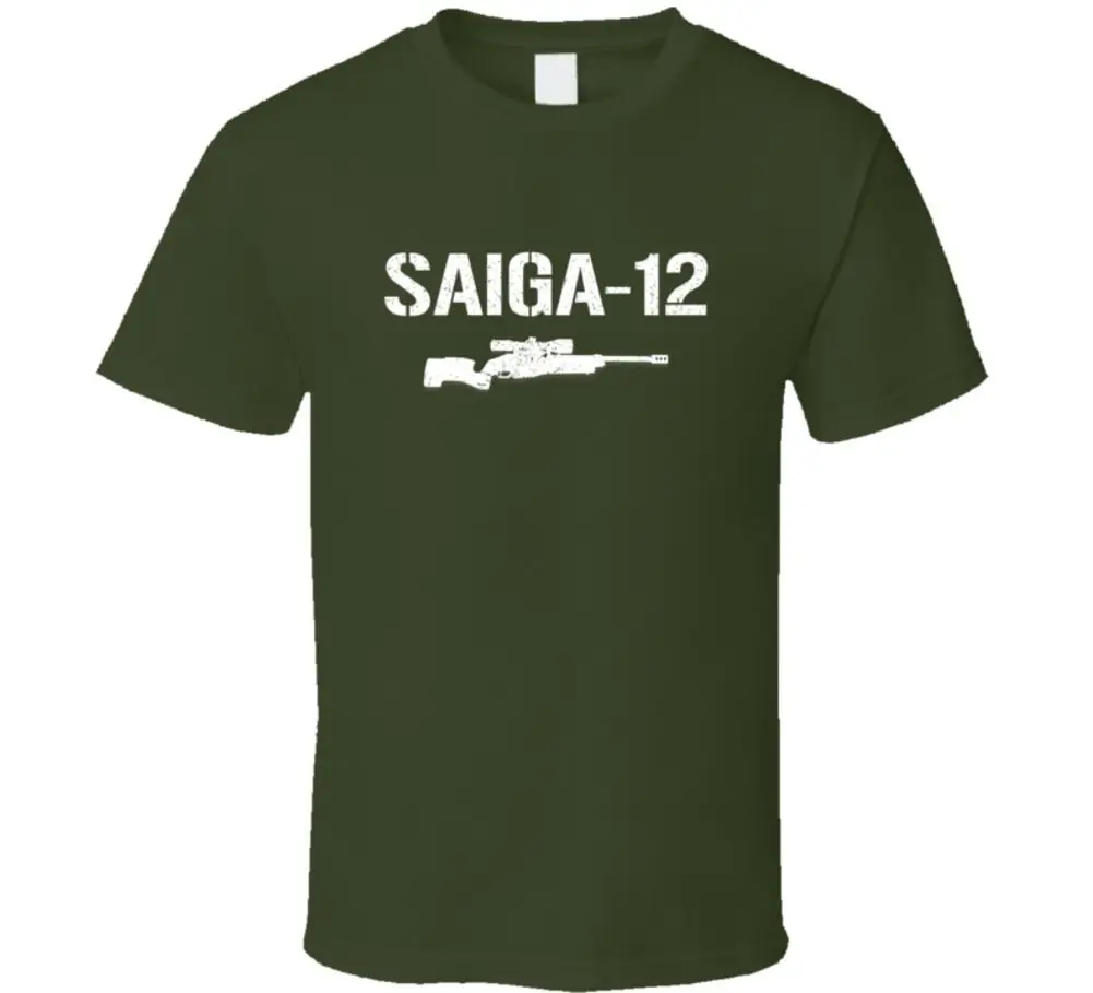 

Saiga12 Sniper Rifle Military Distressed Men T Shirt harajuku hip hop Casual O-Neck