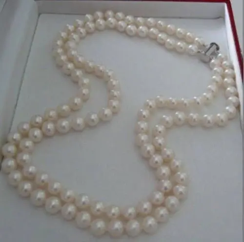 2 Ряда 7 8 ММ Культивированный Жемчуг Ожерелье AAA ZRW4548|necklace fish|necklace mountnecklace teal |