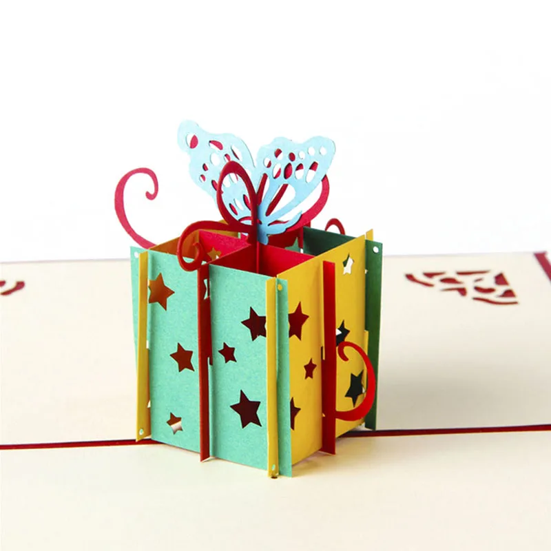 Подарочная коробка звезда 3D всплывающие поздравительные открытки с Киригами