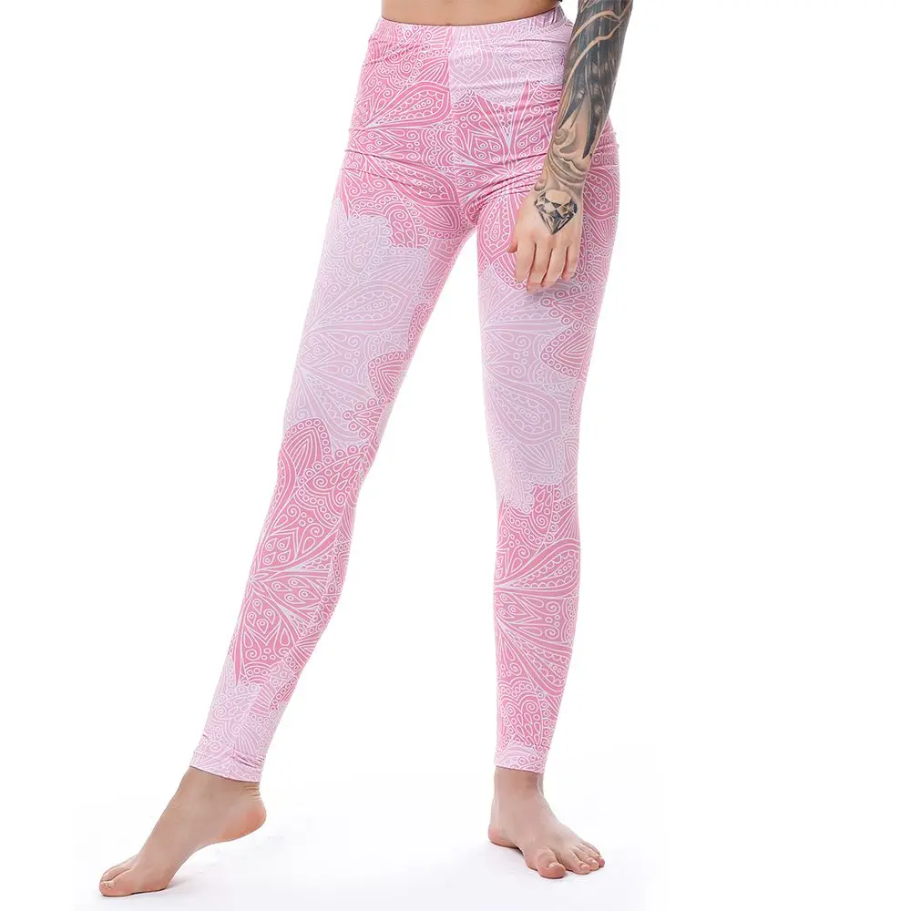 leggins mandala Бренд KYKU, леггинсы с рисунком единорога, женские леггинсы, Леггинсы для фитнеса, сексуальные, высокая талия, пуш-ап, блестящие, с 3d принтом, радужные штаны, звезда, кошка, Пончики - Цвет: leggins mandala