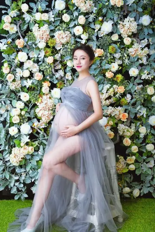 Big Sale Silver Gray Gown Two Layer Gauze Studio Maternity Outdoor indoor Photography Props Women Long Dress Fancy costume | Мать и