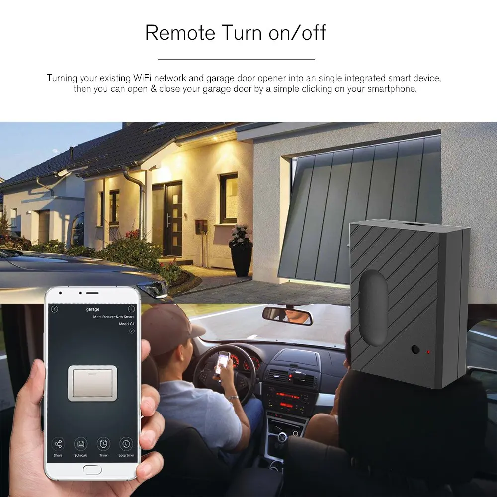 Умный контроллер для гаражной двери, WiFi переключатель, совместимый для гаражной двери, умный телефон, пульт дистанционного управления, Функция синхронизации, голосовое управление