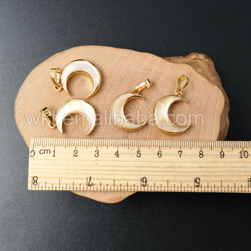 Кулон в виде полумесяца кулон с желтым полумесяцем 24 к золото 20 мм|gold shell pendant|shell