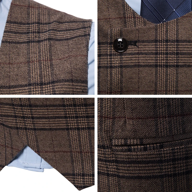 Seenimoe Для мужчин s в полоску и клетку Комплект с деловым блейзером жилеты