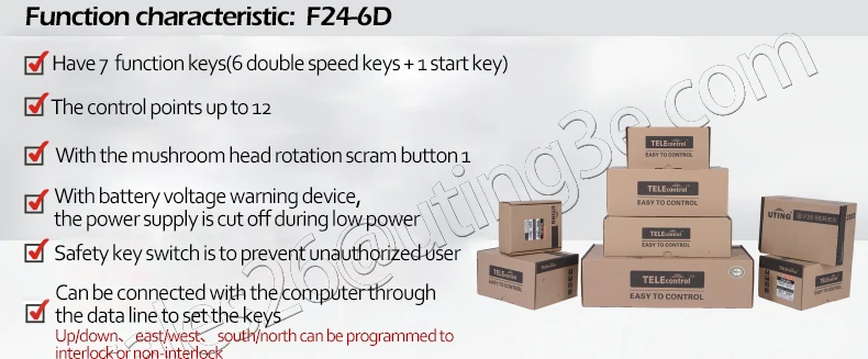 TELE control CE FCC F24-6D промышленный беспроводной двойной скорости 6 кнопок дистанционного управления(1 передатчик+ 1 приемник) для крана