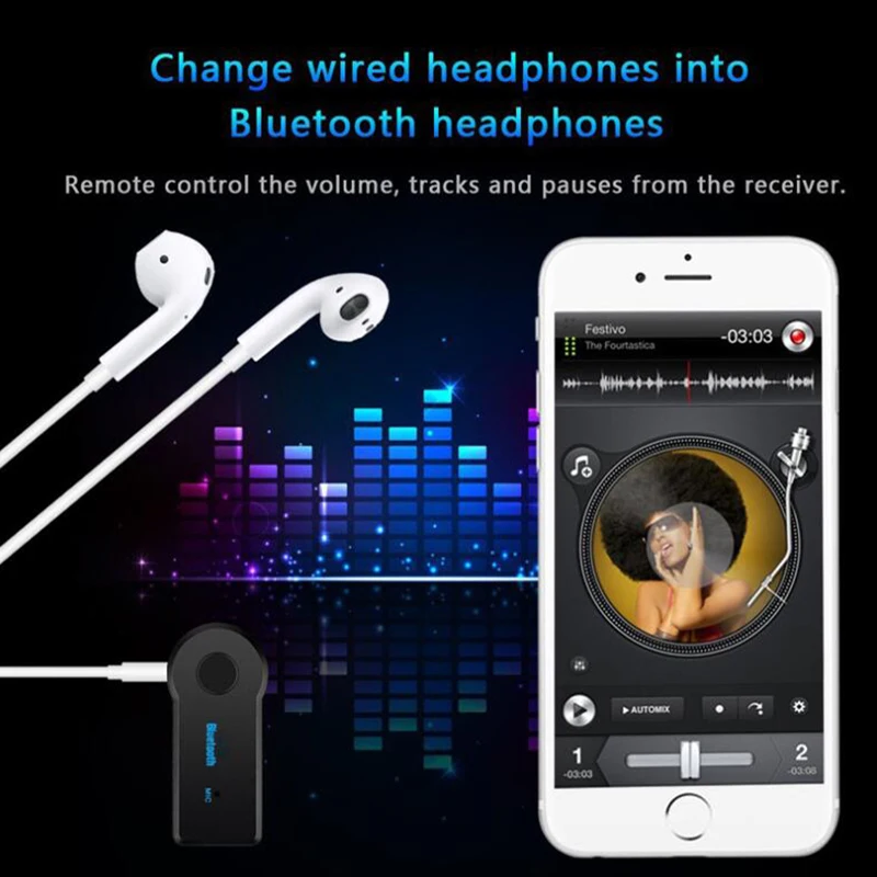 Мини 3,5 мм разъем AUX аудио MP3 стерео музыка Bluetooth приемник адаптер для iPhone наушники автомобильный комплект Беспроводной Громкая Связь Динамик