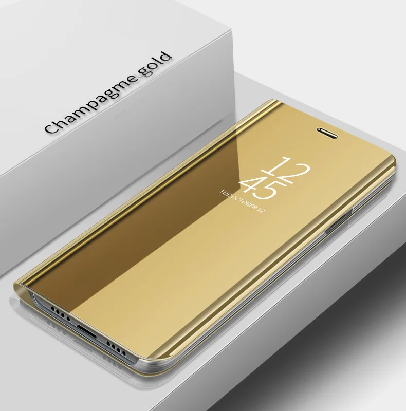 Для huawei P30 Pro, флип-чехол, покрытие, прозрачное зеркало, окно, кожаный флип-чехол, чехол для huawei mate 20 Pro mate 20 X, чехол для телефона - Цвет: Золотой