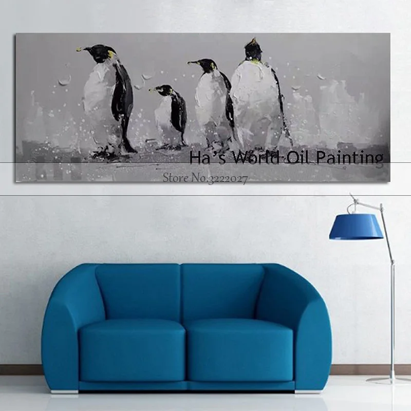 

Картина маслом на холсте, Настенная картина в скандинавском стиле, морской пейзаж, акриловый Пингвин, для гостиной, домашний декор
