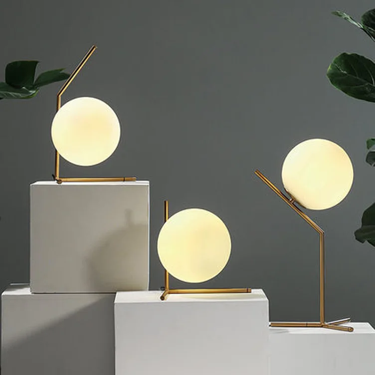 

modern led living room bedroom bedside glass round table lamp decorative study round glass table lamp