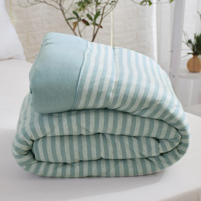 100% хлопок трикотажное одеяло в японском стиле полоску зимние толстые теплые