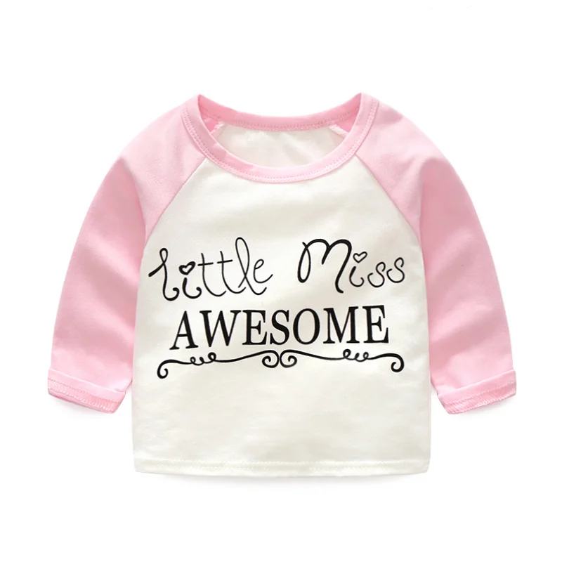 Детская одежда для маленьких девочек комплект из хлопка с надписями футболки +