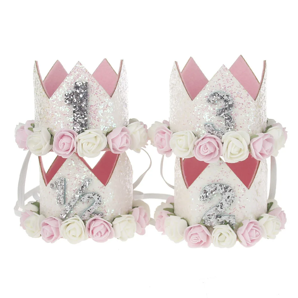 4 шт./партия мини повязка на голову с короной день рождения белая блесточка корона