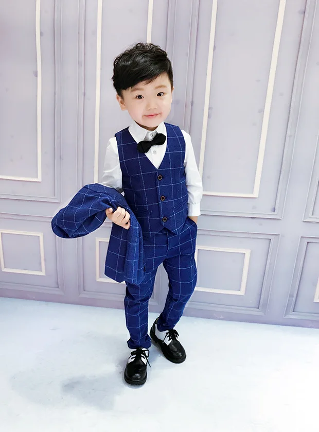 Новинка 2018 детский костюм в клетку костюмы для мальчиков Блейзер официальный на