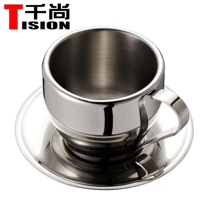 TISION 250 мл двухслойные кофейные чашки и кружки из нержавеющей стали чашка эспрессо