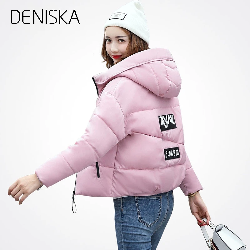 DENISKA 2018 Winter Jacket Women Cotton Short New Padded Slim Hooded Warm Parkas Coat Female Autumn Outerwear | Женская одежда