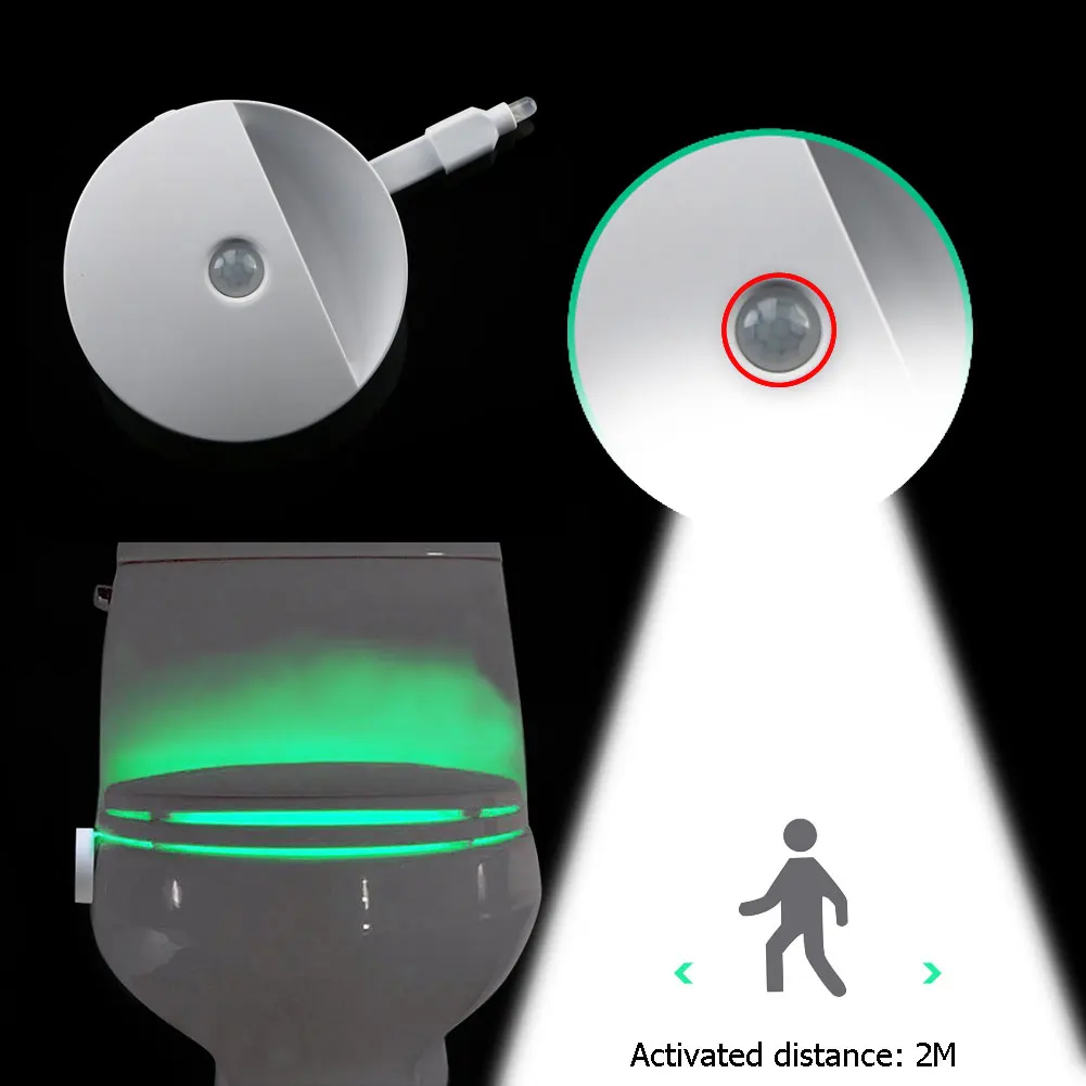 Цветной туалетный ночник с активированным человеческим движением светодиодный