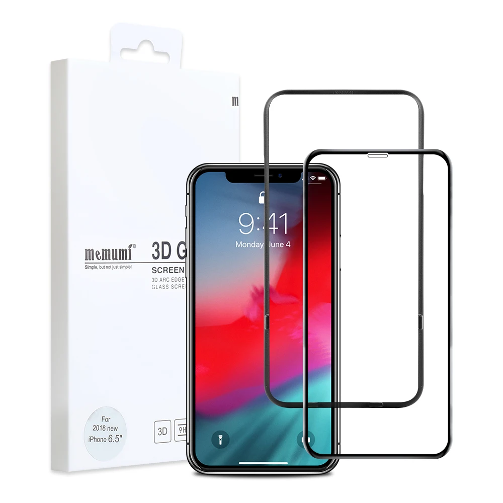 Memumi для iPhone XS макс. закаленное стекло 3D полное покрытие края 9 H твердость пленка для iPhone XS протектор экрана, инструмент для установки